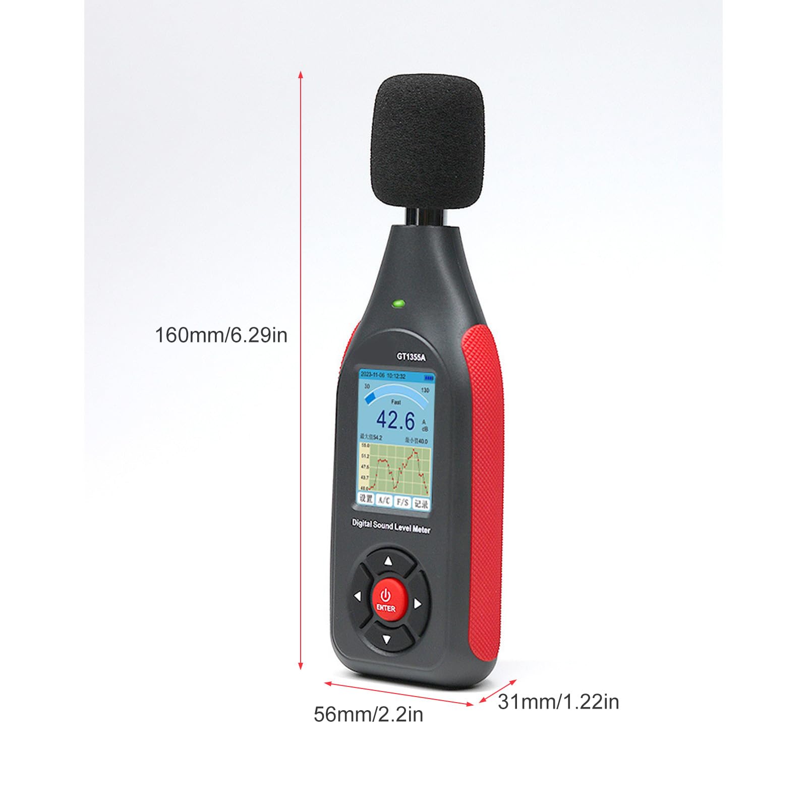 Sonómetro Digital portátil Noise Recorder 43000, Registrador de Datos Recargable con medición en Tiempo Real y función de exportación USB