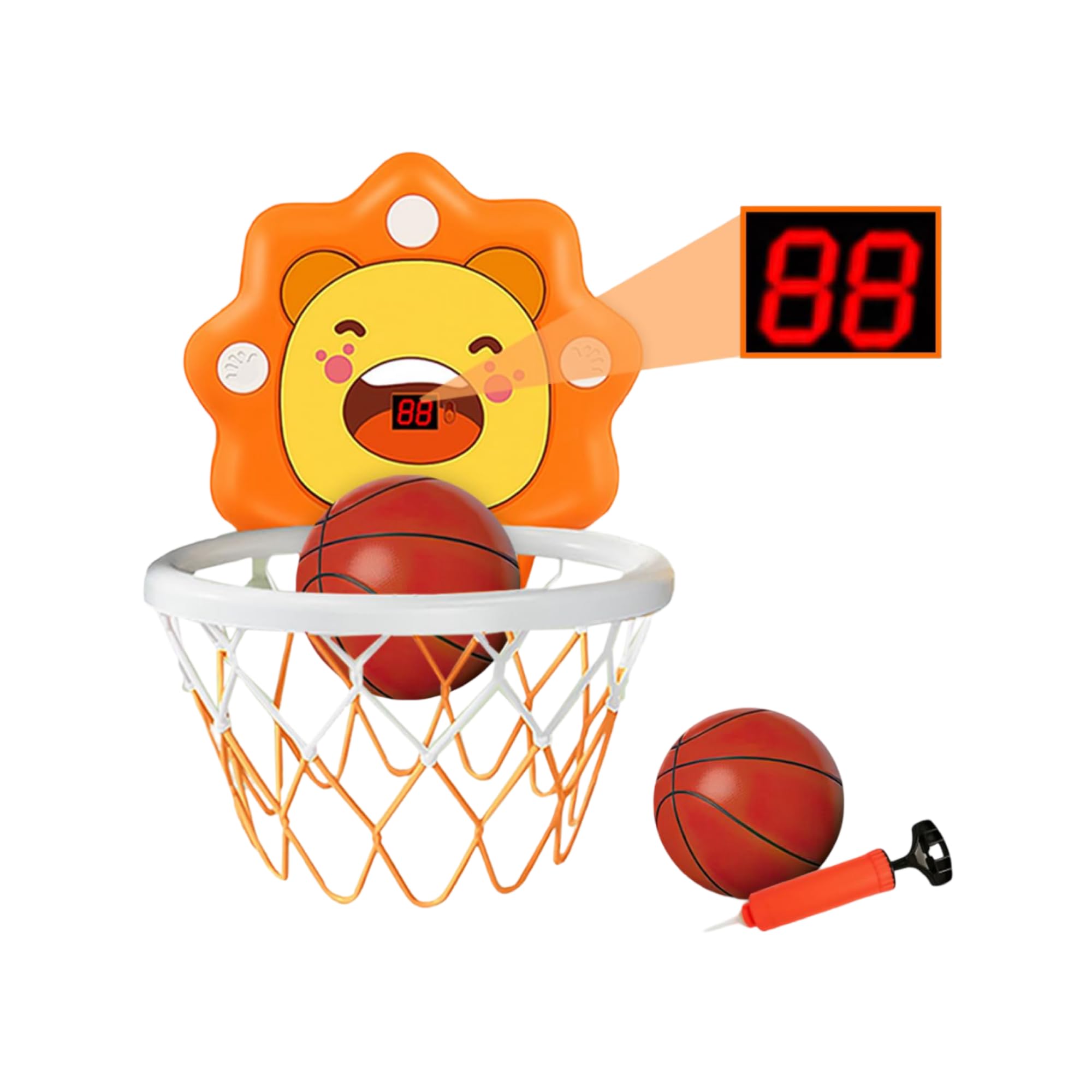 Koolbitz 2 PCs Wall Mounted Basketball Hoop Set for Kids with Scoreboard & Mini Basket Ball, Pump, Rim Net, Bedroom Over the Door, Indoor Outdoor Sports Game Activity Toy for Children Ages 3+ Years