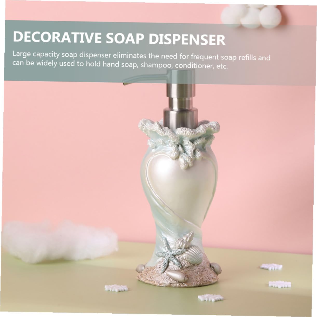 TOYANDONA Dispenser Sapone Liquido Stile Decorativo per Bagno e Cucina Bottiglia Ricaricabile per Sapone Lozione Shampoo e Gel Doccia Pompa Leggera e Facile da Usare Adatto per Casa e Hotel