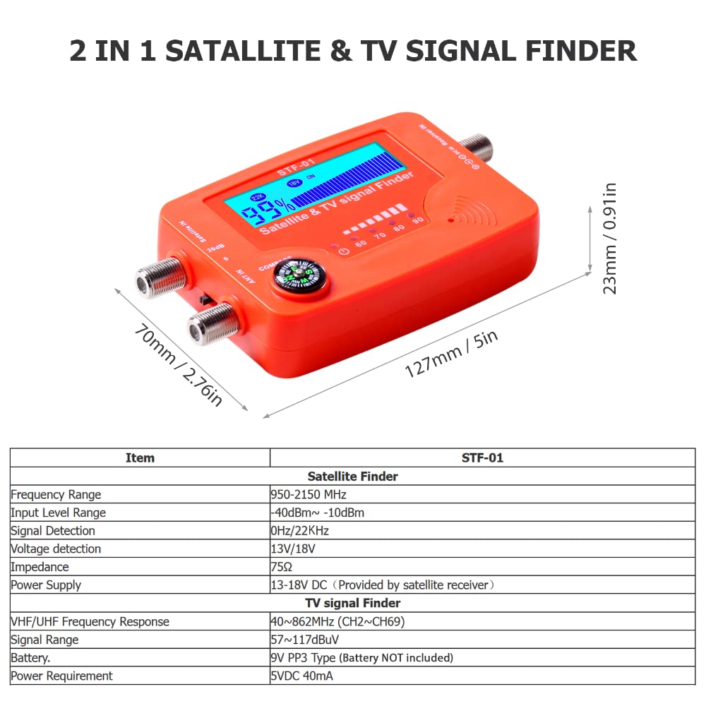 DollaTek TV Satellite Finder professionnel haute sensibilité boussole conception compteur de Signal Satellite pour TV Satellite Signal force mètre