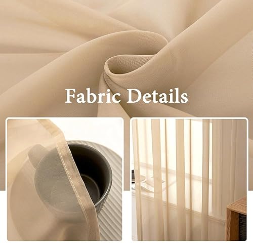 Vista 42 de MIULEE - Cortinas semitransparentes para puerta francesa de 2 paneles