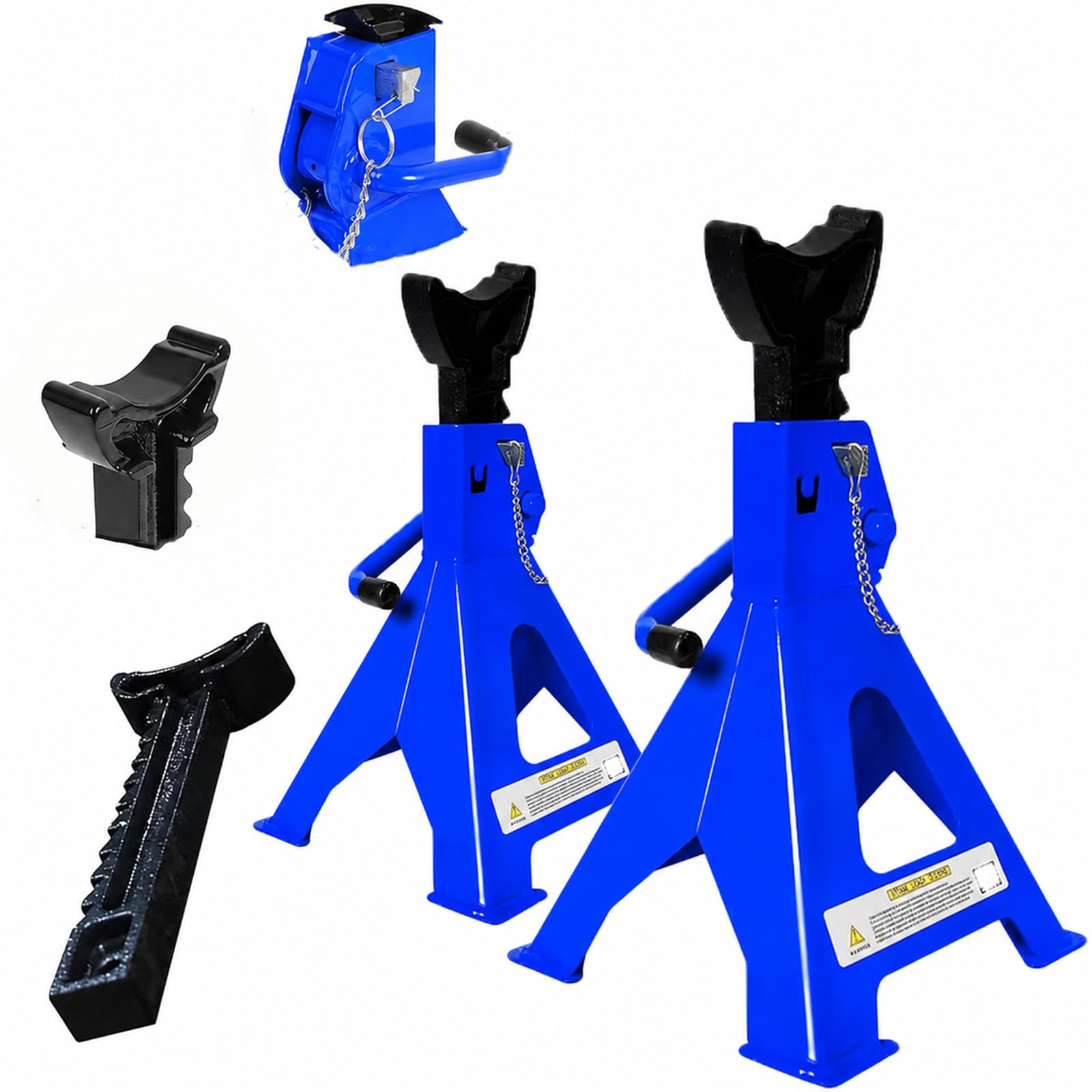 Lot de 2 chandelles avec goupille de sécurité et cric de voiture, capacité de charge de 3 tonnes, en fonte, béquilles de support pour voiture, 9 niveaux de hauteur, réglables en hauteur