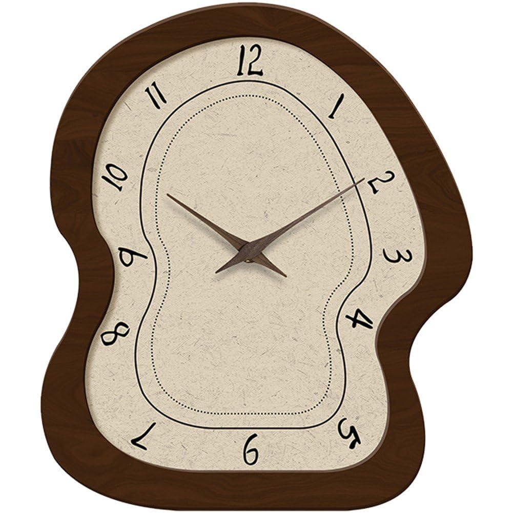 Horloge murale irrégulière en bois 12 pouces avec grands chiffres arabes pour salon