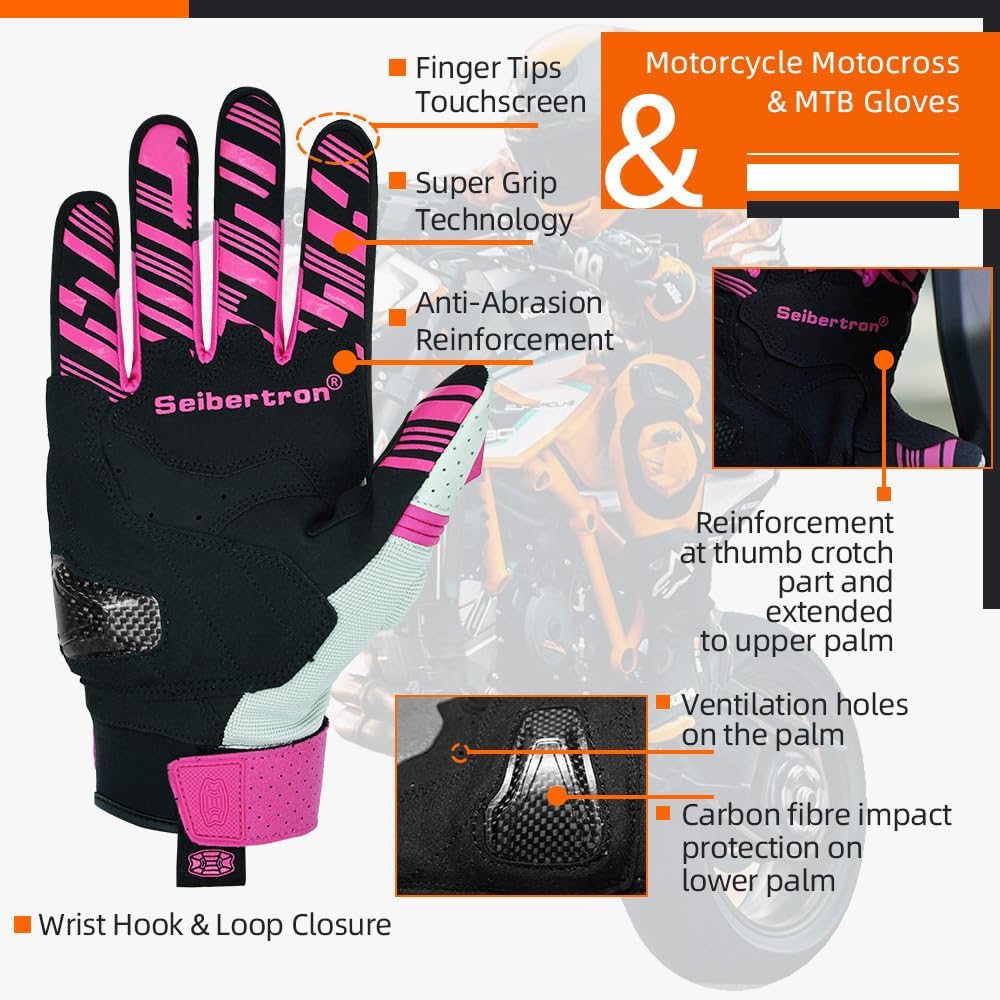 Seibertron SPS Series Touchscreen Motorcycle Motocross BMX ATV MTB Bicycle Cycling Full or Half Finger Gloves Adult and Youth - Image 4