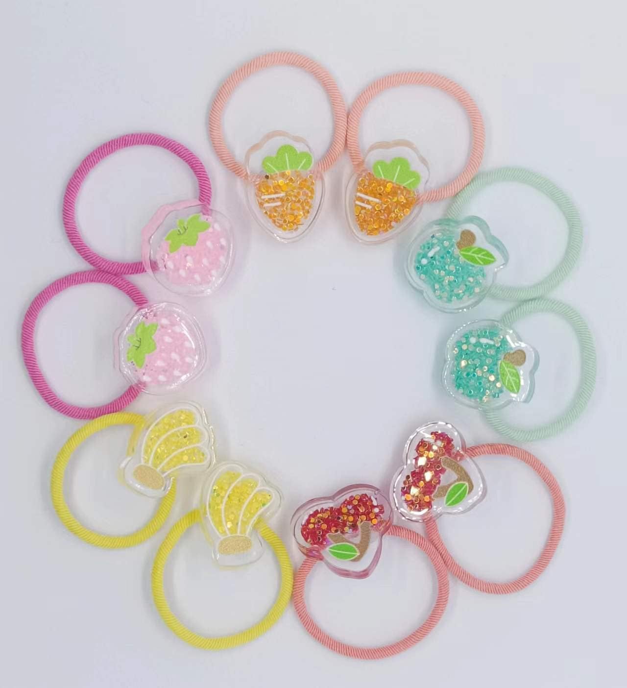ヘアゴム 果物 こども 赤ちゃん用 髪 留め 輪ゴム キッズ ヘアアクセサリー おしゃれ かわいい カラフル 女の子 髪飾り 数量は多