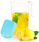 Pumtus 4 Pitcher en plastique avec 16 Des tasses, 70OZ Pitcher à eau avec lis et poignée, inébranlable résistant à la chaleur BPA Conteneur de jus gratuit pour boissons glacées, lait, maison, fête, beige et bleu