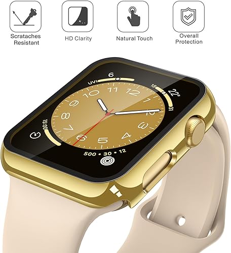 Miniatura 10 de Misxi - Juego de 2 fundas rígidas de policarbonato con protector de pantalla de vidrio templado para Apple Watch Series 456SE de 44 mm, ultrafina,