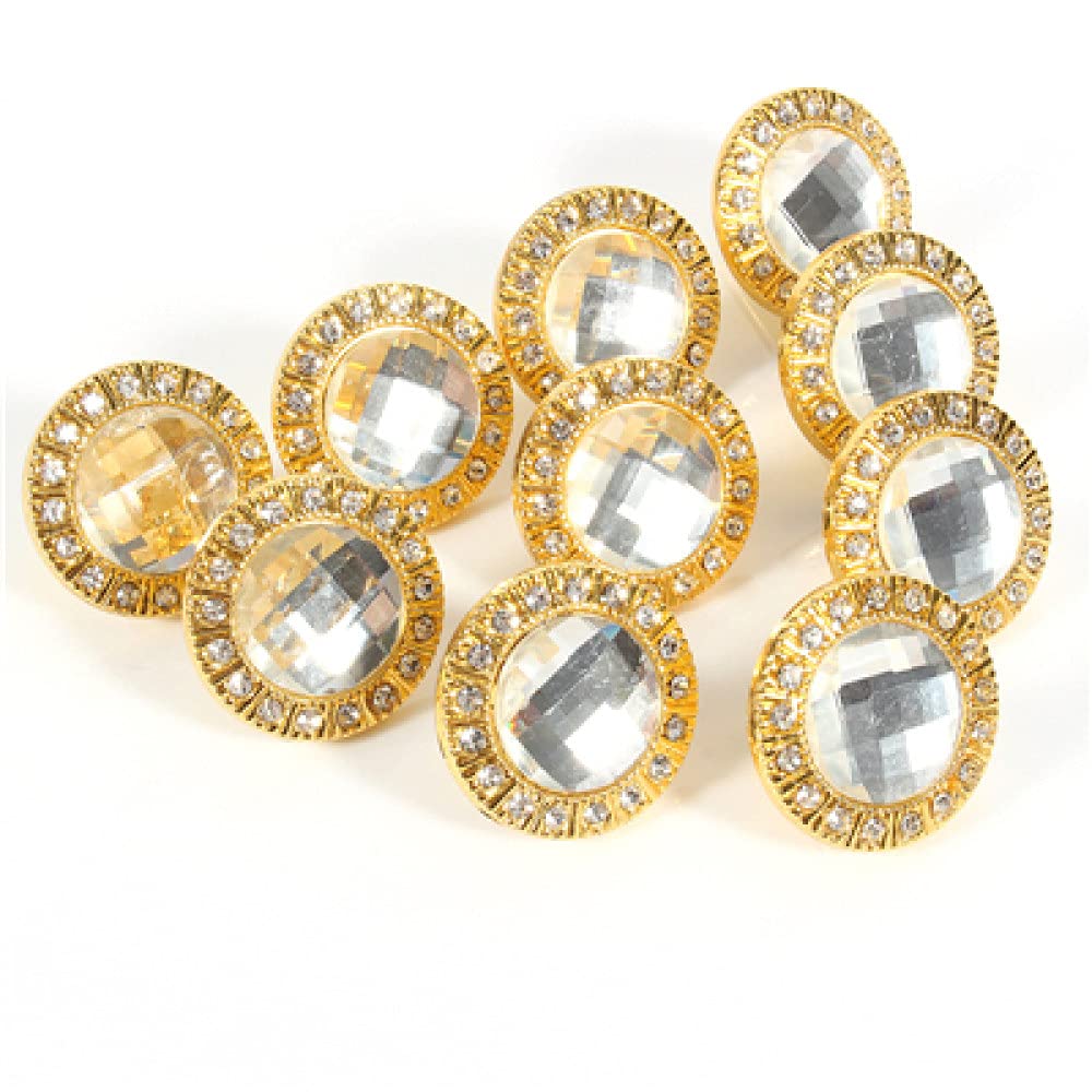 Boutons de meuble diamant en verre cristal or de 30mm pour tiroir de cuisine x10