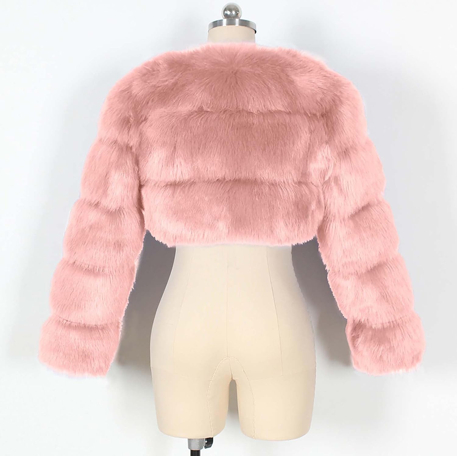 Women’s Faux Fur Jacket Cropped Fluffy Coat Warm Winter Long Sleeve Outerwear Fashion Casual Open Front Cardigan