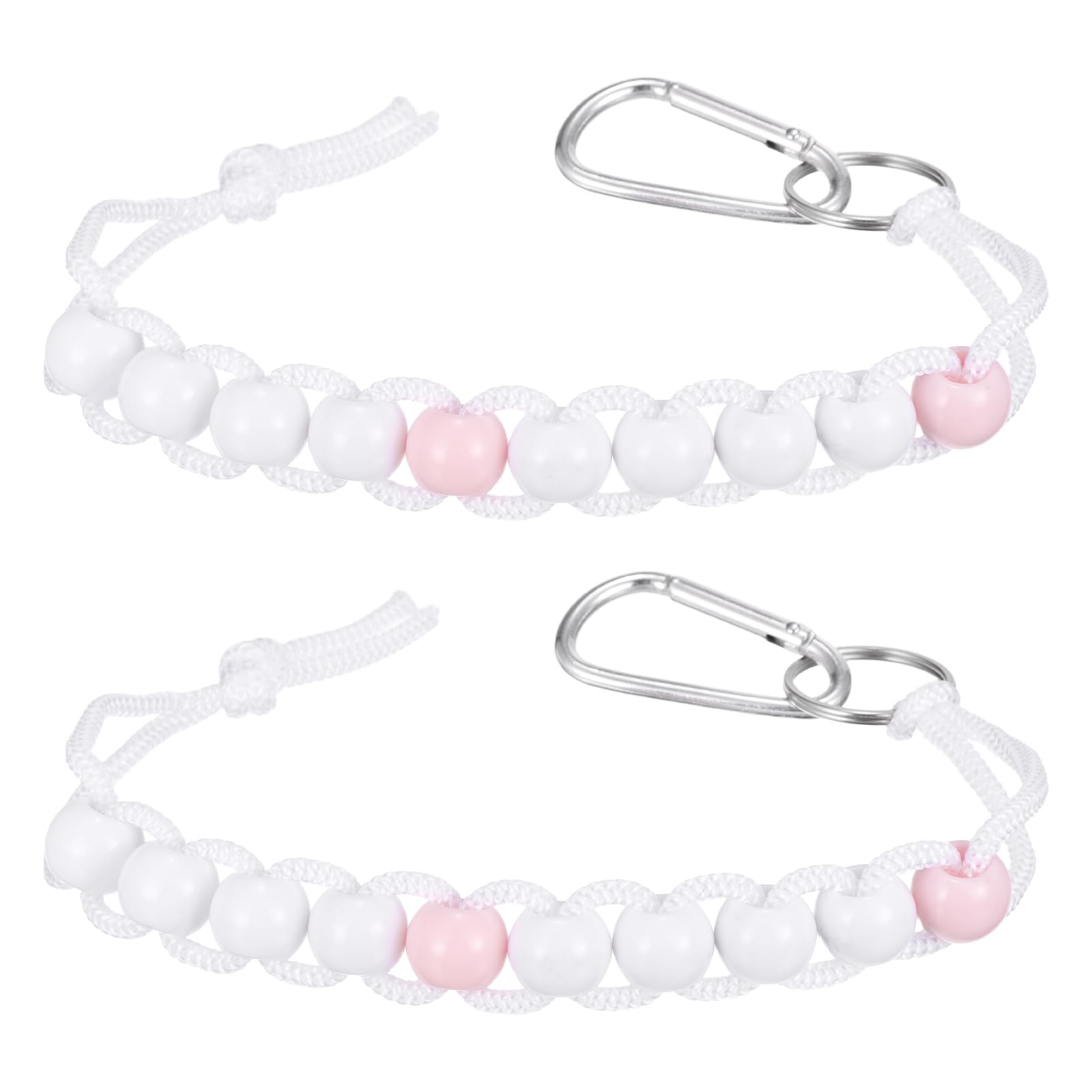 YELARXI Golf Beads Counter, Golf Ball Beads Bracelet Count Stroke Score Acrylic Sports Keeper Putting with Hook 2 Pcs & Light Pink 2/ White 8 -Fitting for (Golfer/Training/Practice)