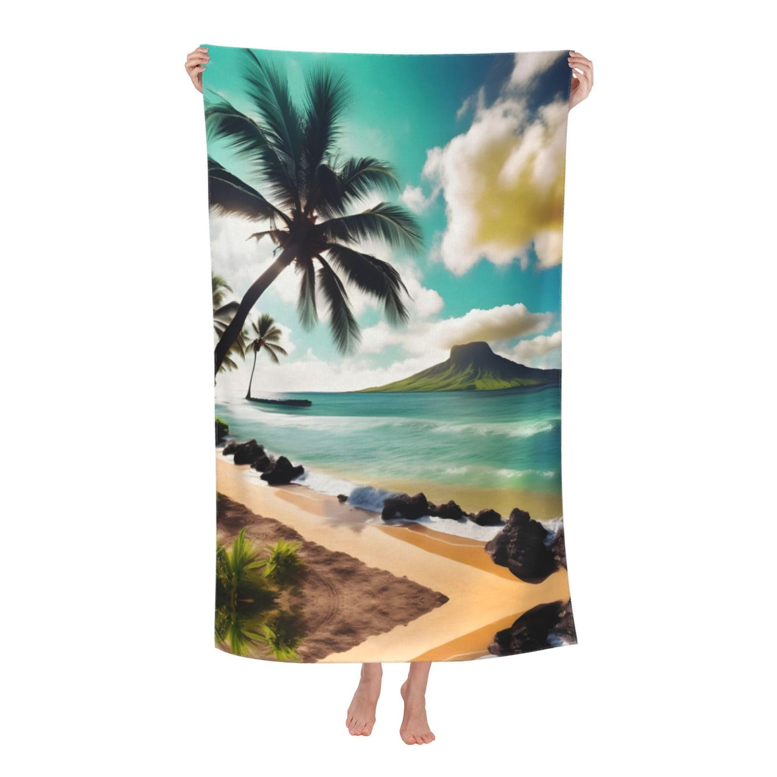 NImongt Tropical Beach Palms Print Oversized Adult Beach Towel For Travel Weekend Getaways Festivals Camping Trips