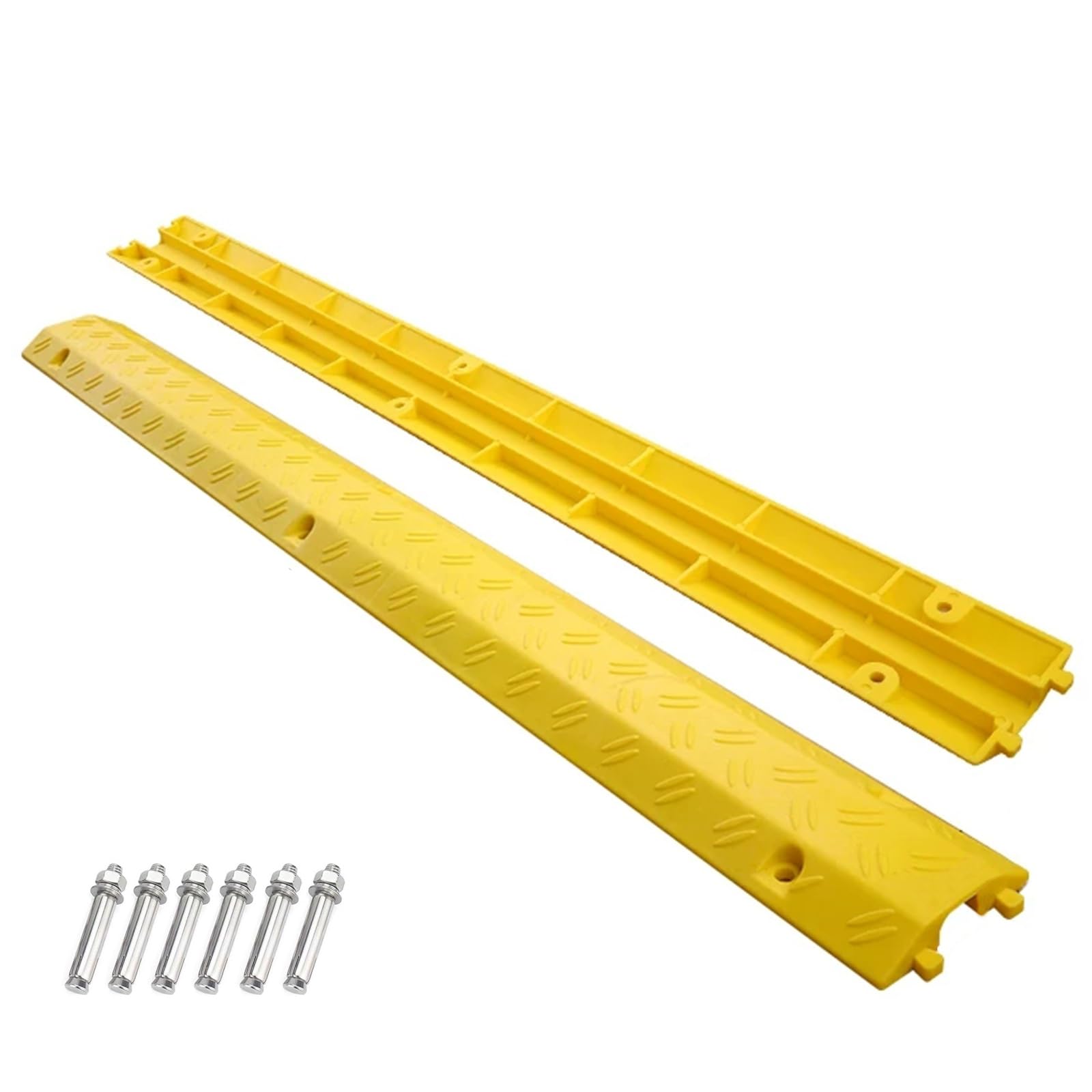 Cubierta de cable, rampa protectora de cable de PVC, tope de velocidad modular de 1 canal con 6 pernos, capacidad de carga de 660 libras para uso en interiores y exteriores