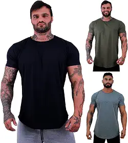 Kit 3 Camiseta LongLine Masculina MXD Conceito Básicas Slim Manga Justa Verão Academia Musculação Treino Camisas Lisas
