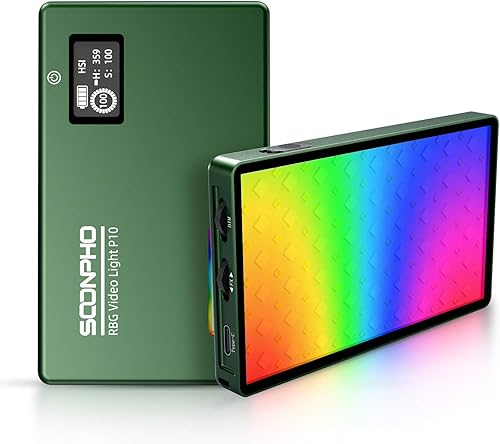 Soonpho Luz de video RGB, luz LED en la cámara 360 a todo color, batería recargable de 4400 mAh (2500 K-8500 K, CRI 97 +, 980 Lux) Mini luz de