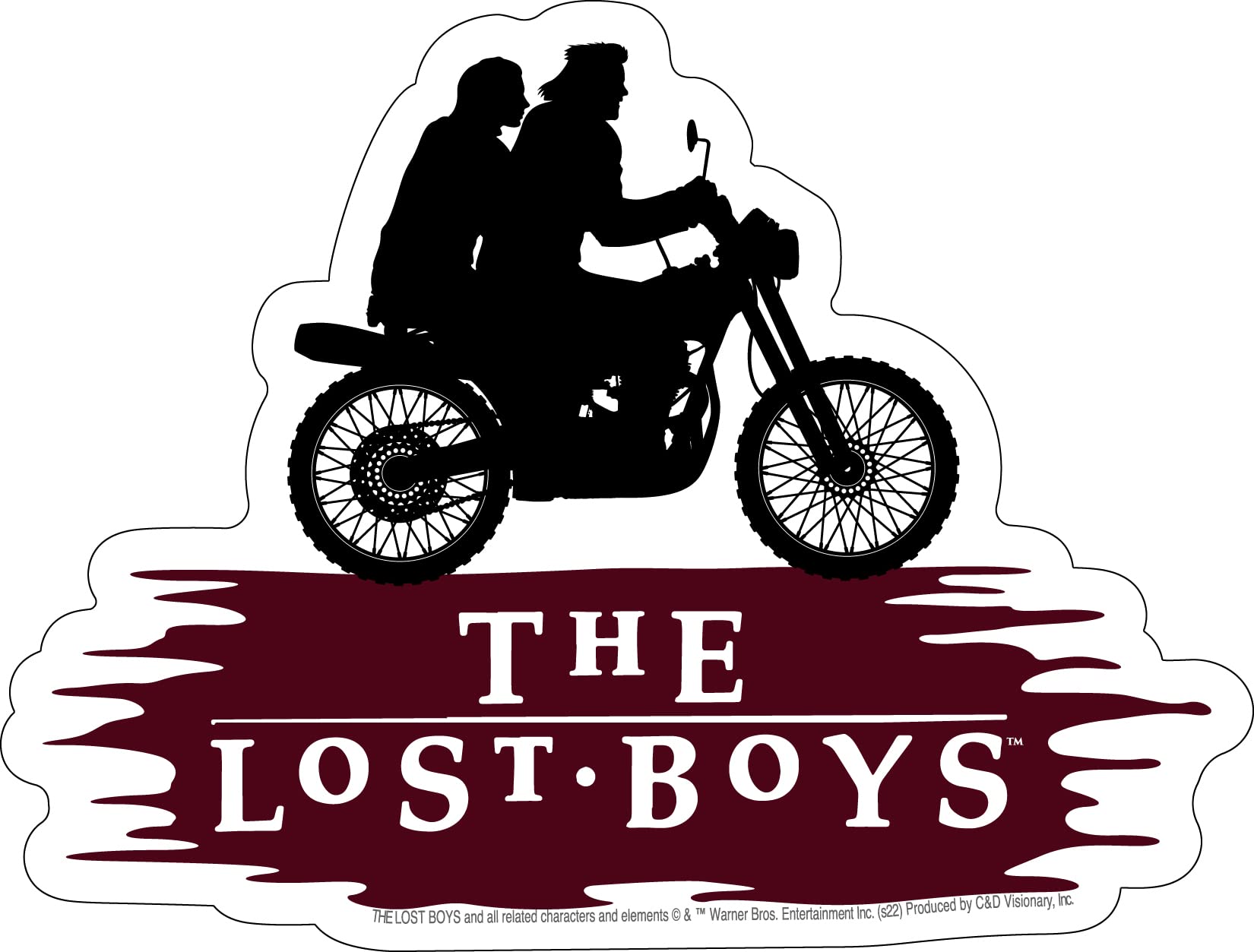 Autocollant logo moto Lost Boys de 12cm en vinyle noir mat pour casque