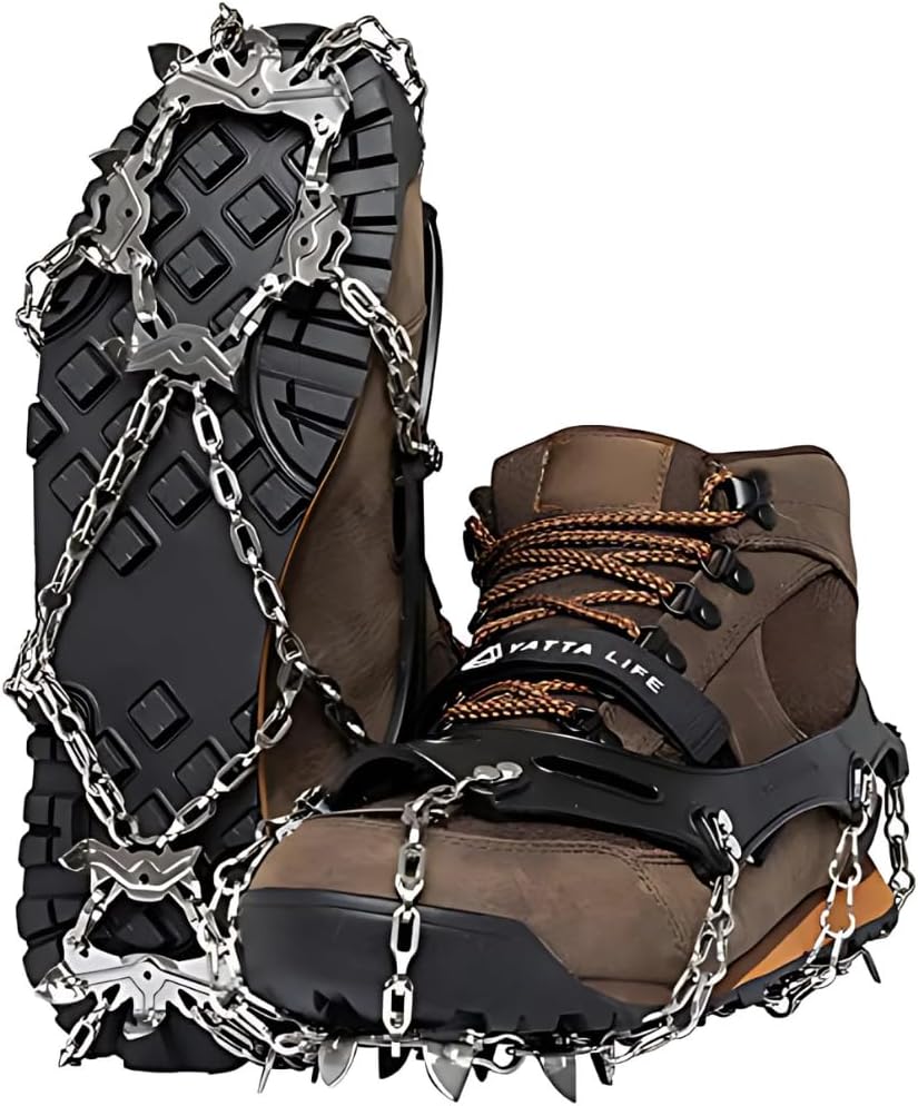 Trail Spikes Crampons Ice Grips for Hiking - Winter Shoes/Boots with 14 Stainless Steel Spikes, Anti-Slip Traction Cleats for Snow Ice Walking Climbing Mountaineering