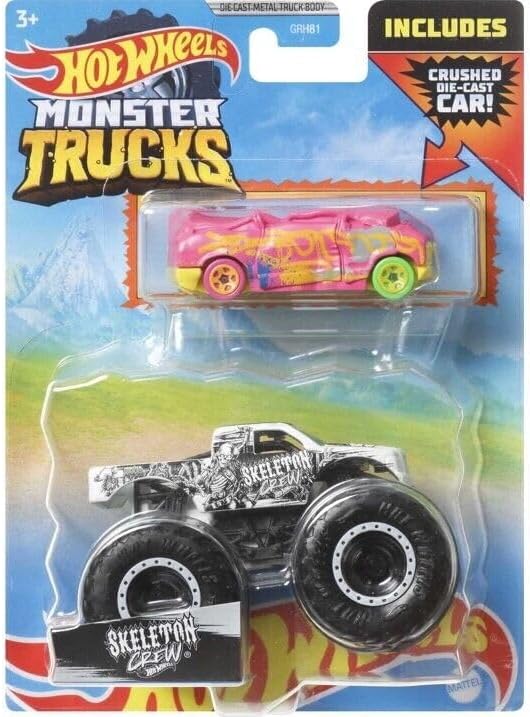 Matchbox Hot Wheels Monster Trucks Skeleton Crew and Crushed Van - Blind Sided