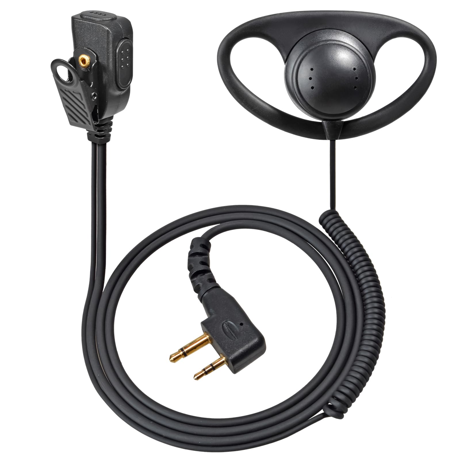 HYSHIKRA Micrófono Auricular Forma en D Compatible con Midland G7 Pro G8 G9 Pro M24 M24 Plus M48 M99 G6 XT G7 XTR | Supervisión de Seguridad Softair (1, Forma de D) - 1