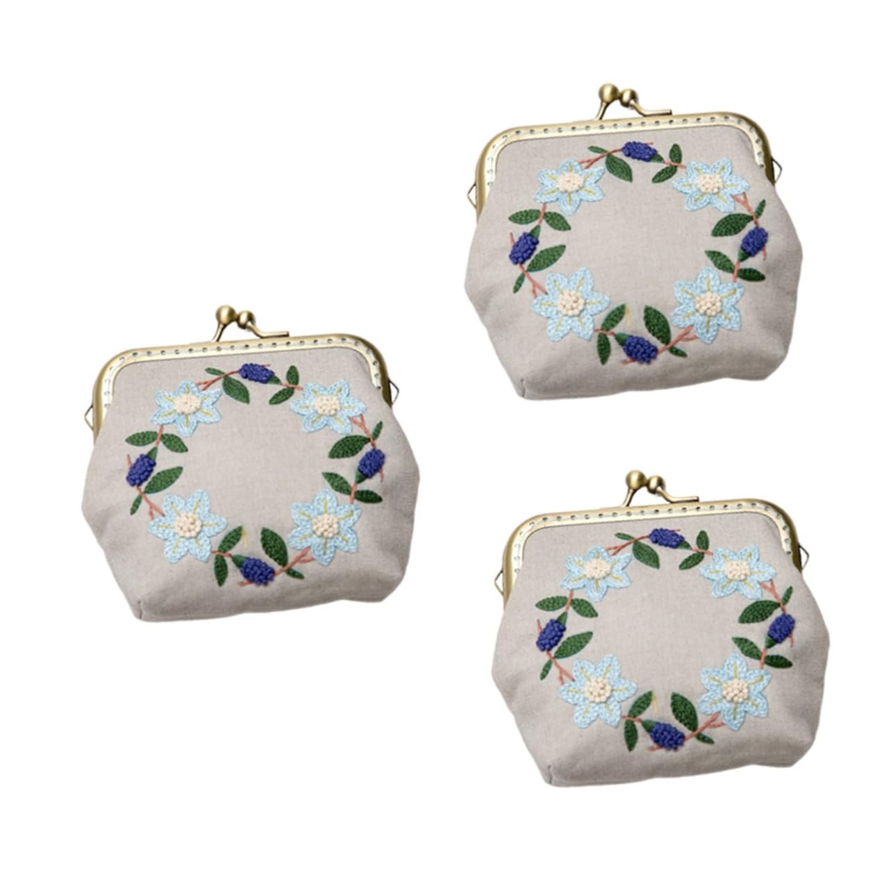 Tofficu 3juegos Kit De Bordado Para Principiantes De Herramientas De Bordado Con Neceser De Moneda Accesorios y Agujas De Lana Para Mujeres y Niñas Estilo Europeo
