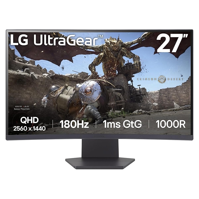 LG Ultragear 27英寸曲面游戏显示器 QHD 2560x1440 180Hz