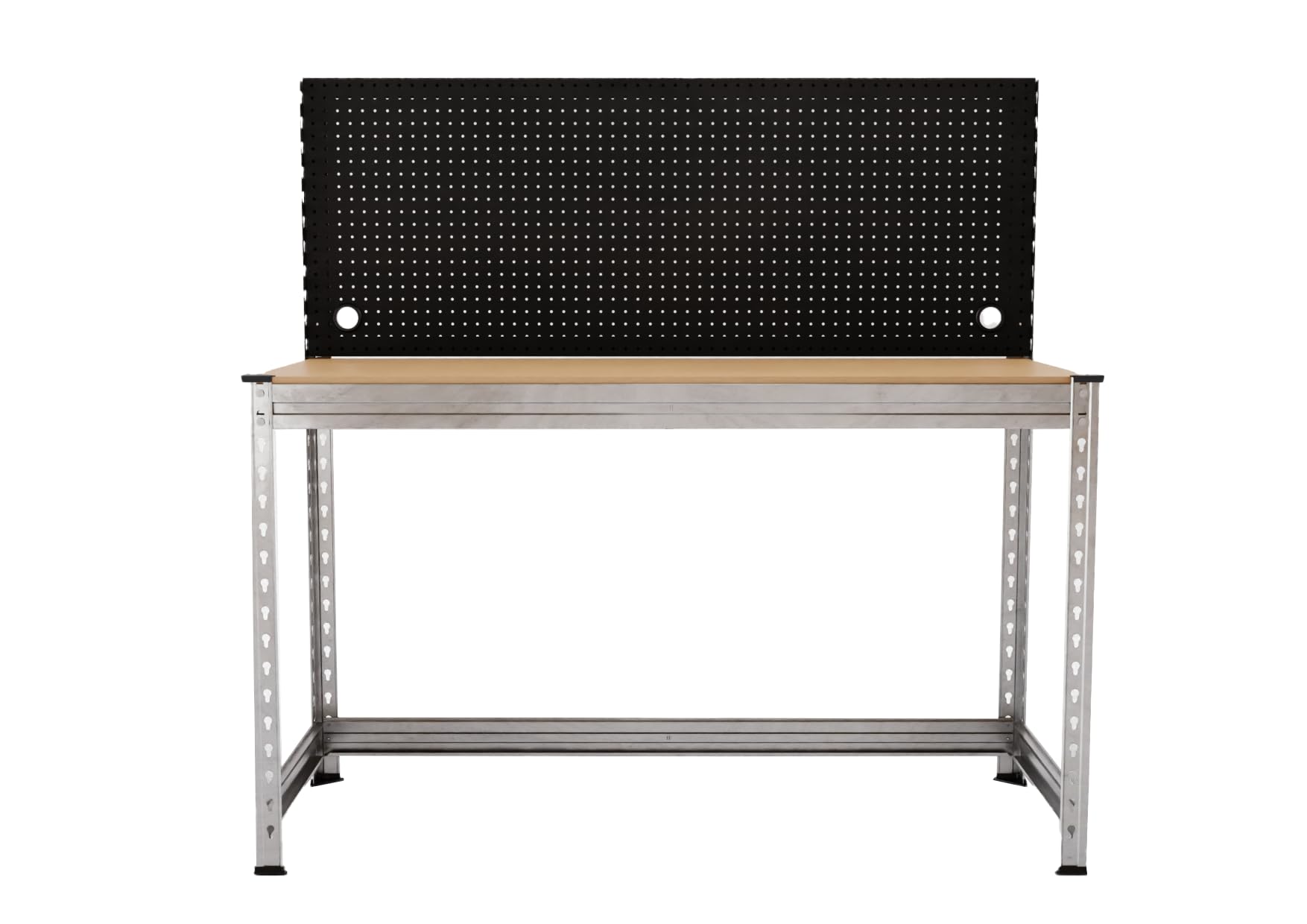 Master Rax Werkbank mit Stecktafel 150x150x60 cm – Traglast 300 kg – verzinkter Stahlrahmen – DTD-Arbeitsplatte 18 mm – werkzeuglose Montage – mit Lochwand – für Werkstatt & Garage