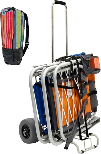 Miniatura 2 de Mini carrito de playa para arena con ruedas de globo, carrito de playa fácil de enrollar para todos los terrenos