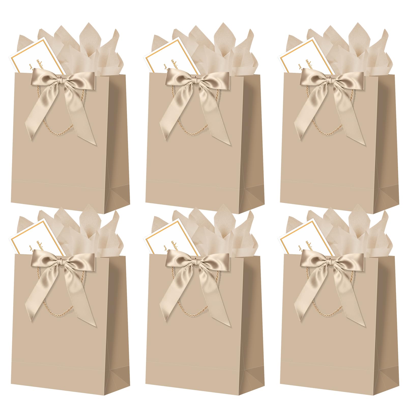 NADSSJL 6 Pcs Gift Bags for Present - Birthday Gift Bag with Wrappers and Cards, Party Bags with Handles for Weddings, Birthdays, Parties, Valentine's Day and Christmas — image 1