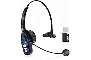 Conambo Bluetooth Wireless Headset with Retractable Microphone, Noise Canceling Trucker Headset for...