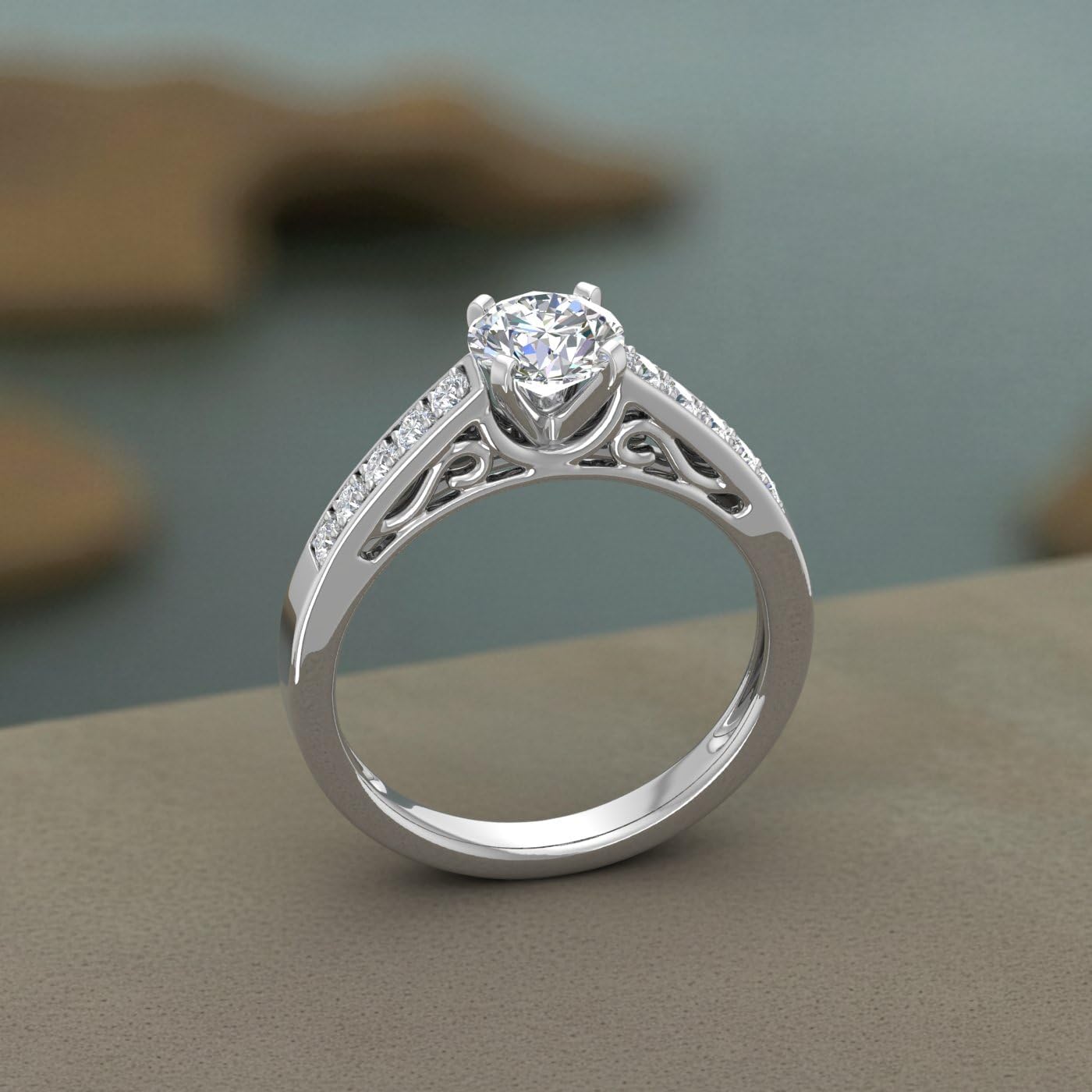 0.88 Carat Diamond Engagement Ring in 14K Solid Gold