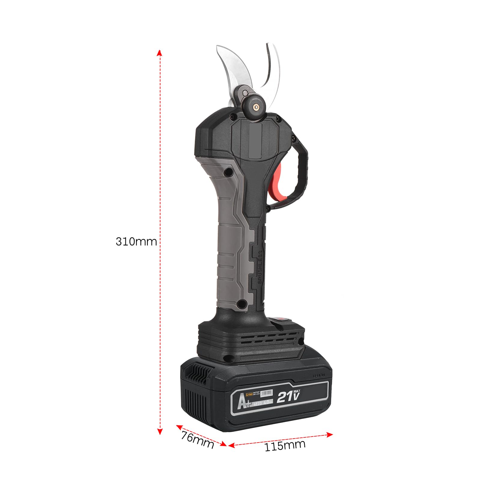 HUIOP Nanwei Bezszczotkowy bezprzewodowy sekator elektryczny 21 V Reable 20 Ah zasilany baterią litową sekator gałęzi drzewa o średnicy 30 mm z zapasowym ostrzem 4000 mAh