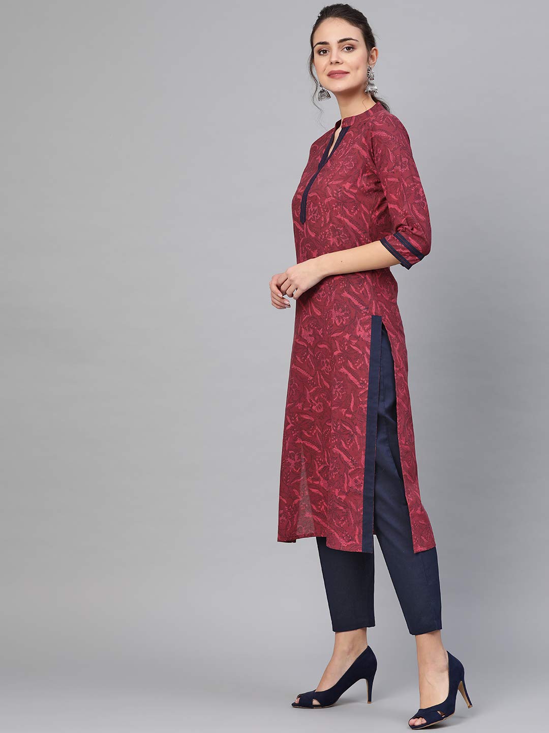 Idalia Wine Printed Kurta Set