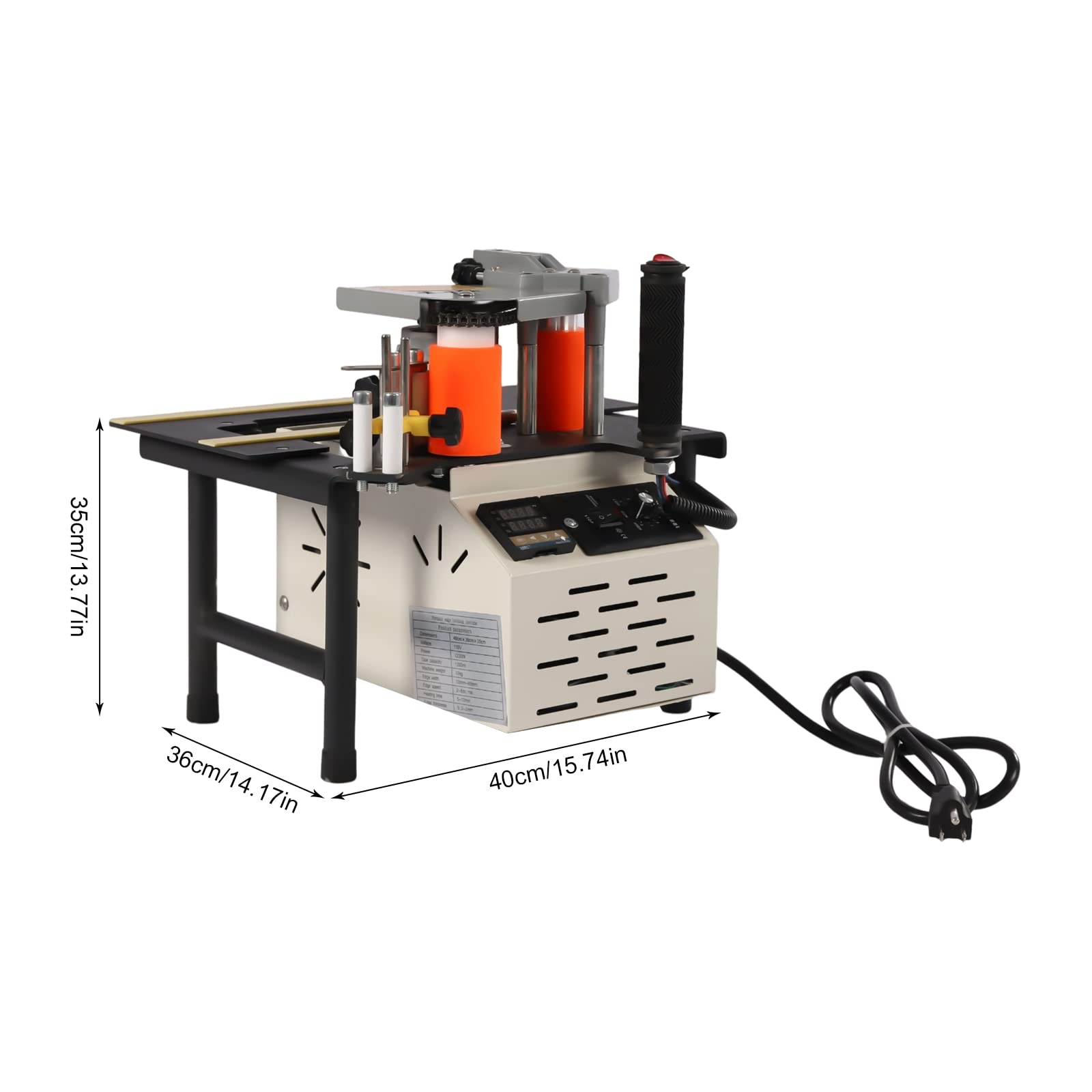 110V Machine Portable Edge Bander, Double Side Gluing Edgebander with Double Sided Glue Coating, Curve Straight Edge Banding Machine for Professional Edge Banding, Adjustable Temperature