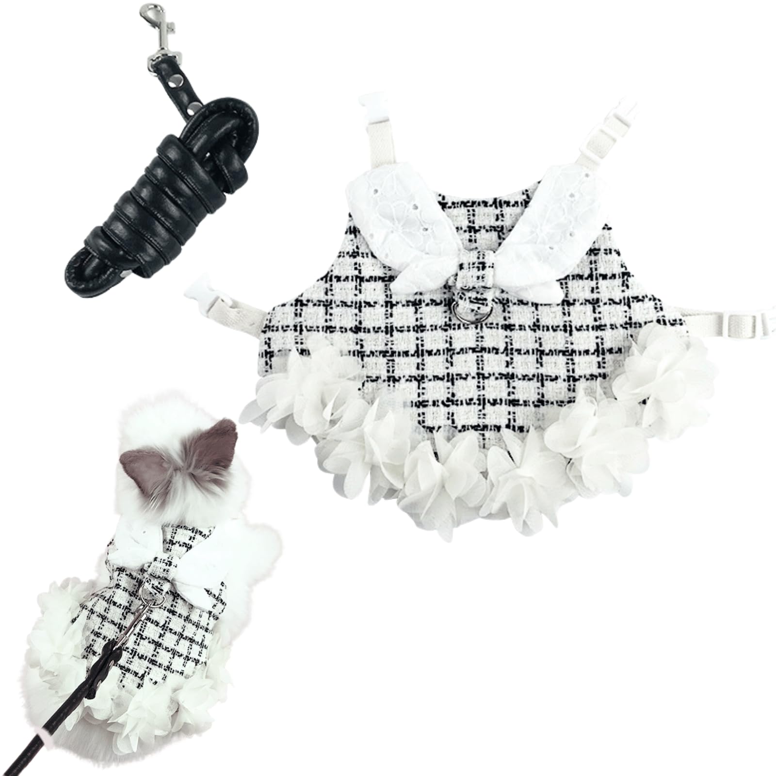 Bunny Rabbit Ferret Harness and Leash Set, Bunny Clothes for Rabbits, Small Animal Guinea Pig Dress Clothes for Kitten Ferret Chihuahua Puppy Mini Dog