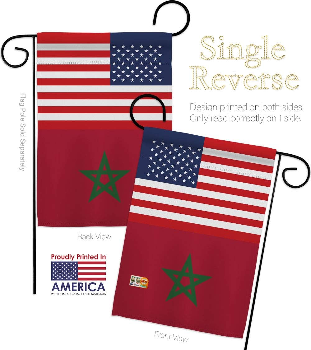 Morocco US Friendship Garden Flag Set Wall Holder Regional USA American Alliance World Country Particular Area Small Decorative Gift Yard House Banner Made In 13 X 18.5