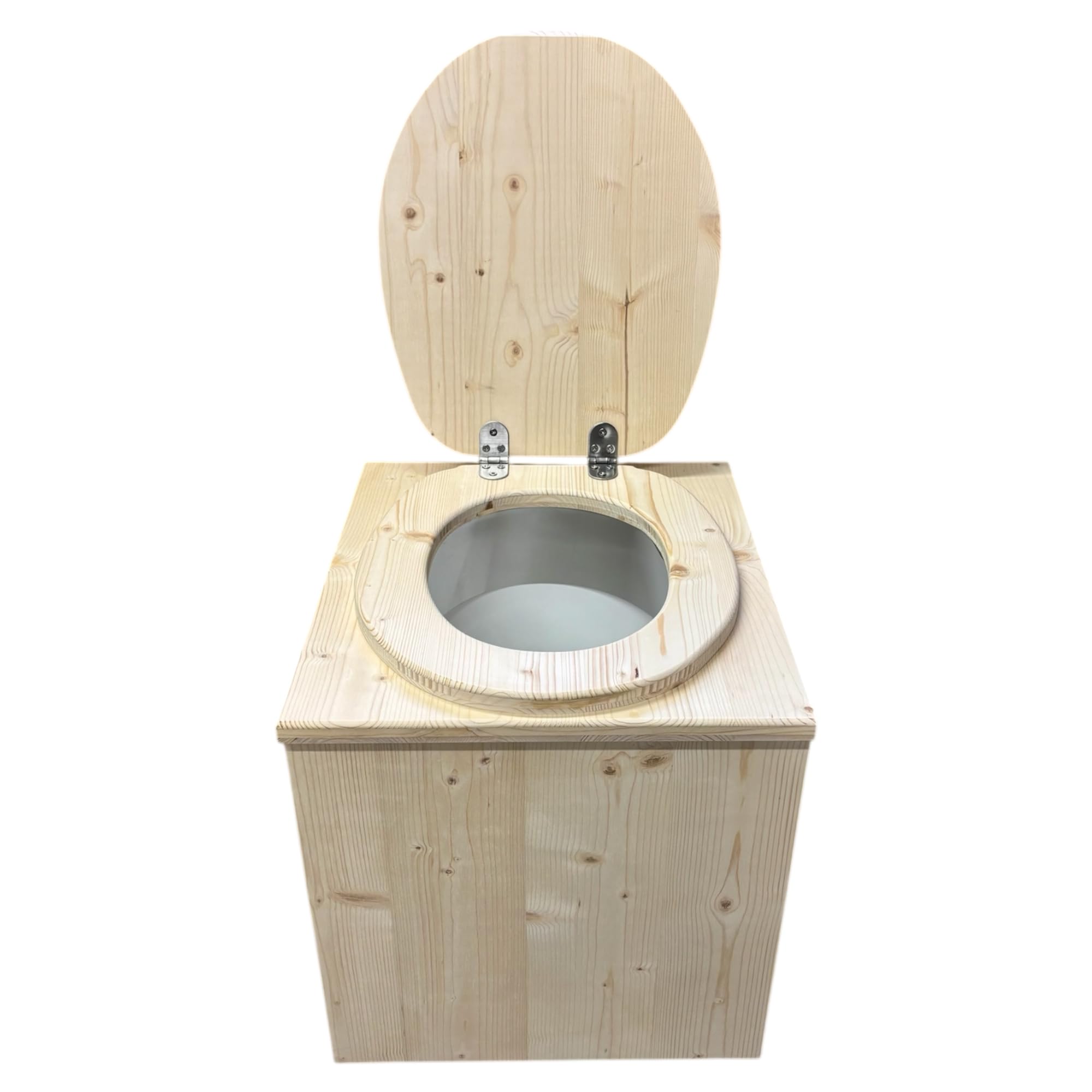 Générique Toilette seche ECO Plus en Bois avec bavette INOX et Seau Plastique - Fabrication Française Artisanale -
