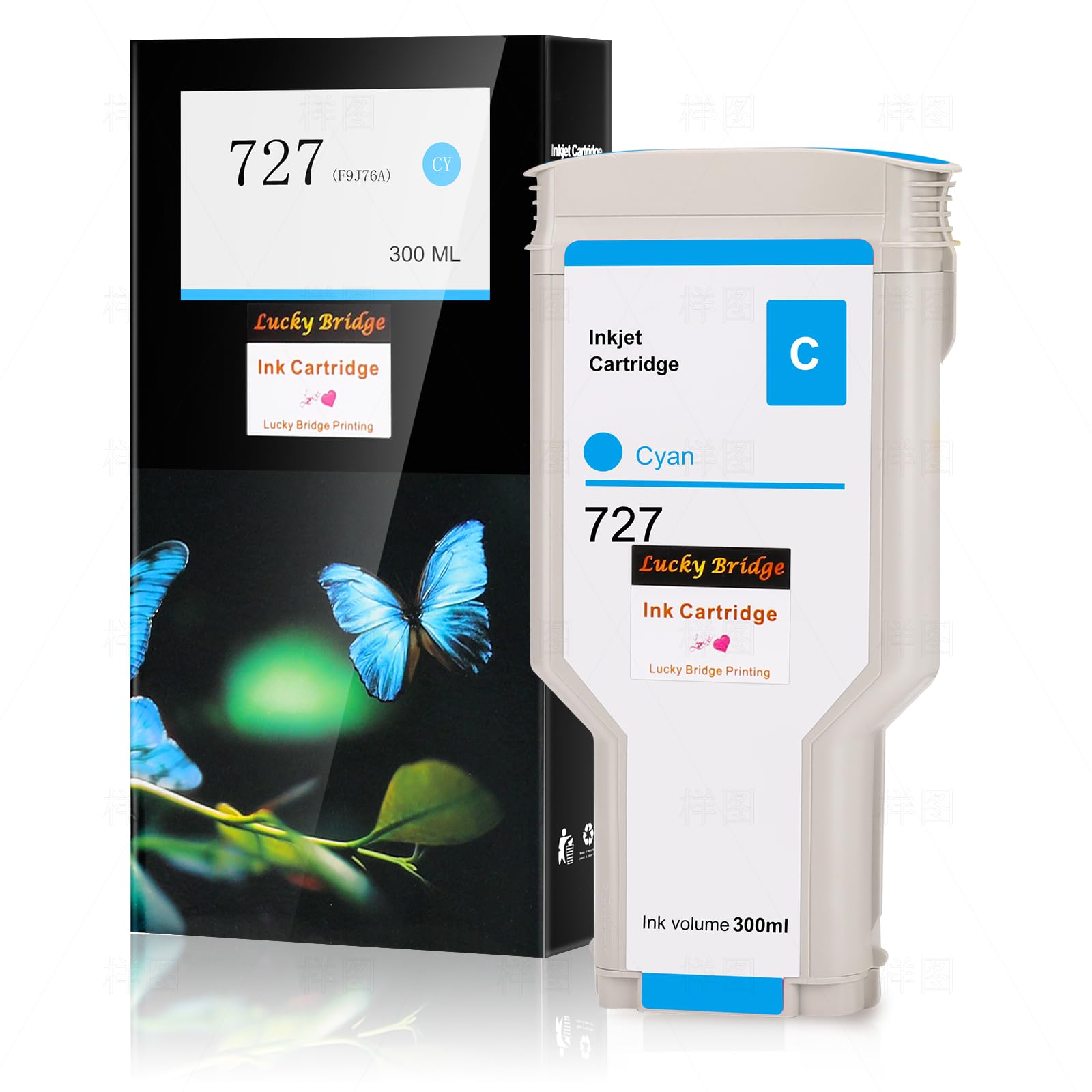 727 300 ml 1 Tintenpatrone Cyan F9J76A Kompatibler Ersatz für HP 727 DesignJet T920 T930 T1530 T2500 T1500 T2530 Drucker (HR727 C)-DE
