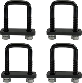 4 Pack Square U-Bolt for Trailer- Fits 2.0 Inch Wide Leaf Springs, Galvanized Steel Clamp Set, Secure Fit for Truck, Boat and Trailers, Black