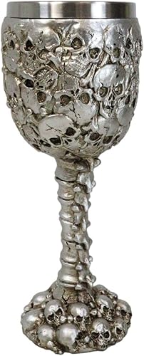 Miniatura 2 de Ebros Gun Metal Silver Osario Cráneo Montones Cementerio de Almas Perdidas Copa de Vino Cáliz 8oz Bebida Copa de Bebida Silent Hill Ghost Skulls