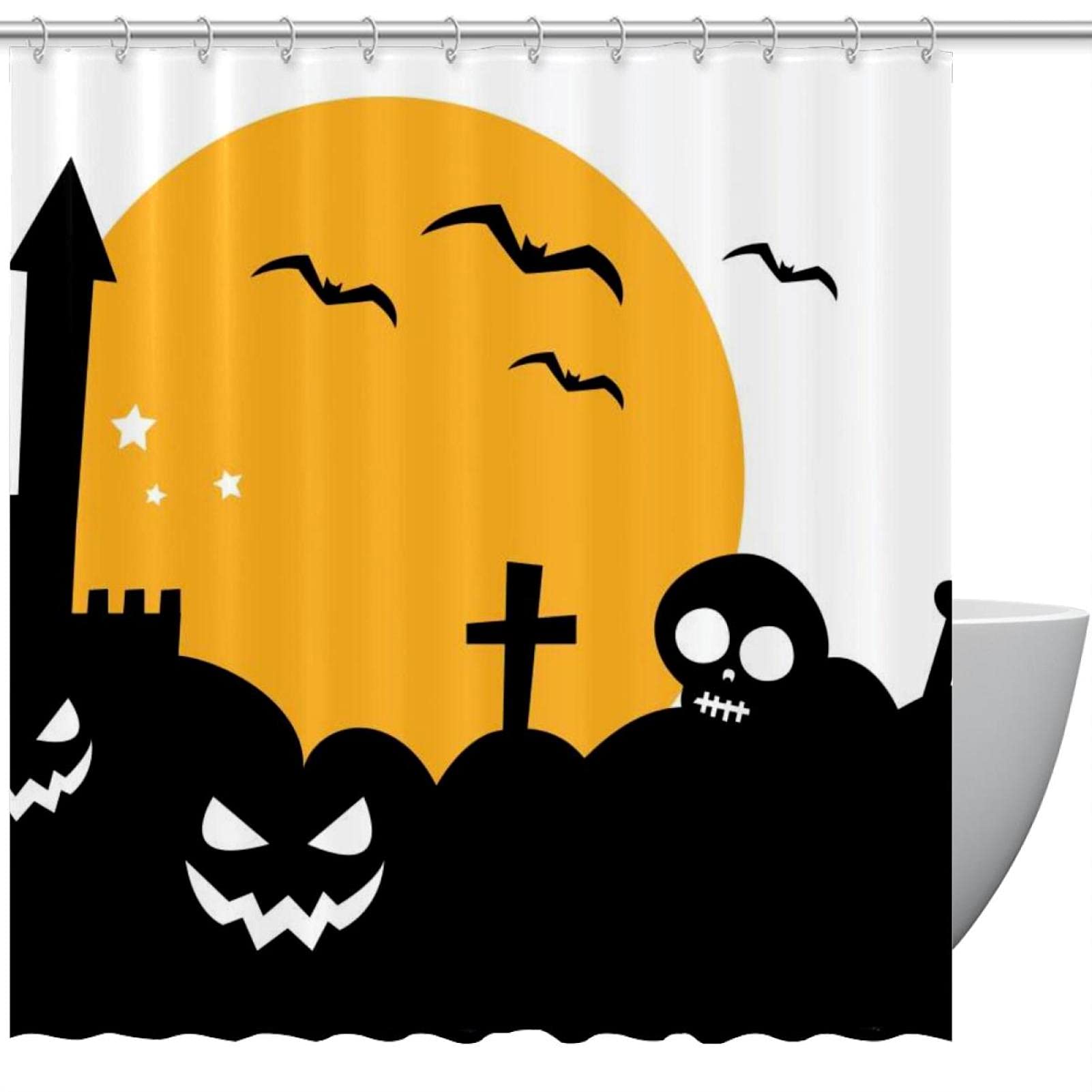 Rideau de douche Halloween citrouille contre les éclaboussures de salle de bain