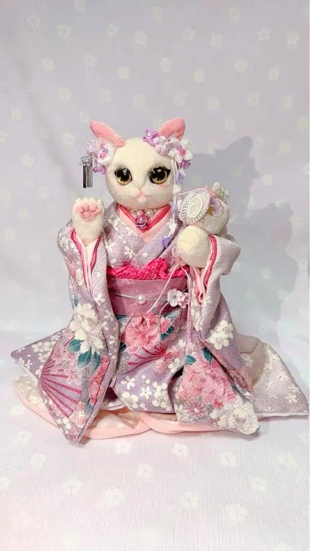 招き猫　ちりめん細工　つまみ細工　ねこ人形 招き猫 ちりめん細工 つまみ細工 ねこ人形 <0615zハンドメイドつまみ