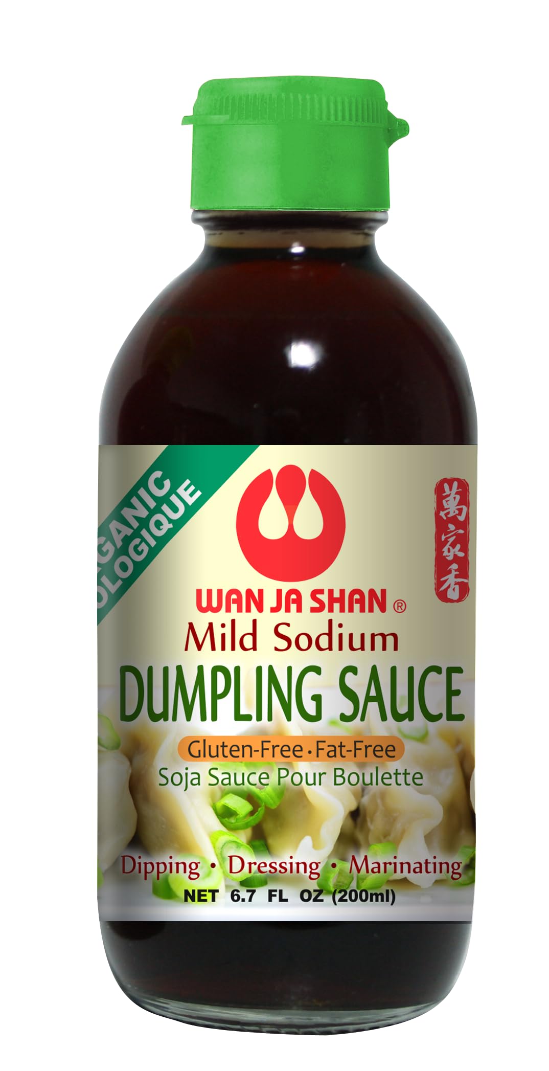 Wan Ja Shan Organic Dumpling Sauce 6.7 Oz, Pack of 2, GLUTEN FREE, FAT FREE, MILD SODIUM Great for Dumpling Dipping-Gyoza Dipping, MADE IN USA (Regular)