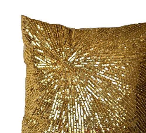 Amore Beaute Decorative Throw Pillow Covers - Gold Pillowcase - Sequin Pillow Covers - Handcrafted Pillow Cover - Silk Toss Pillow - Accent Pillow - Sparkle Pillow - Wedding Gift - Square Pillow Covers