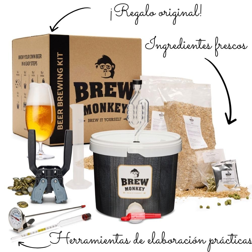 Brew Monkey® Kit de Elaboración de Cerveza Rubia | Pack Completo de 5 Litros | 6.4% Vol. | Paquete Para Hacer Cerveza | Regalos Originales para Hombre - 3