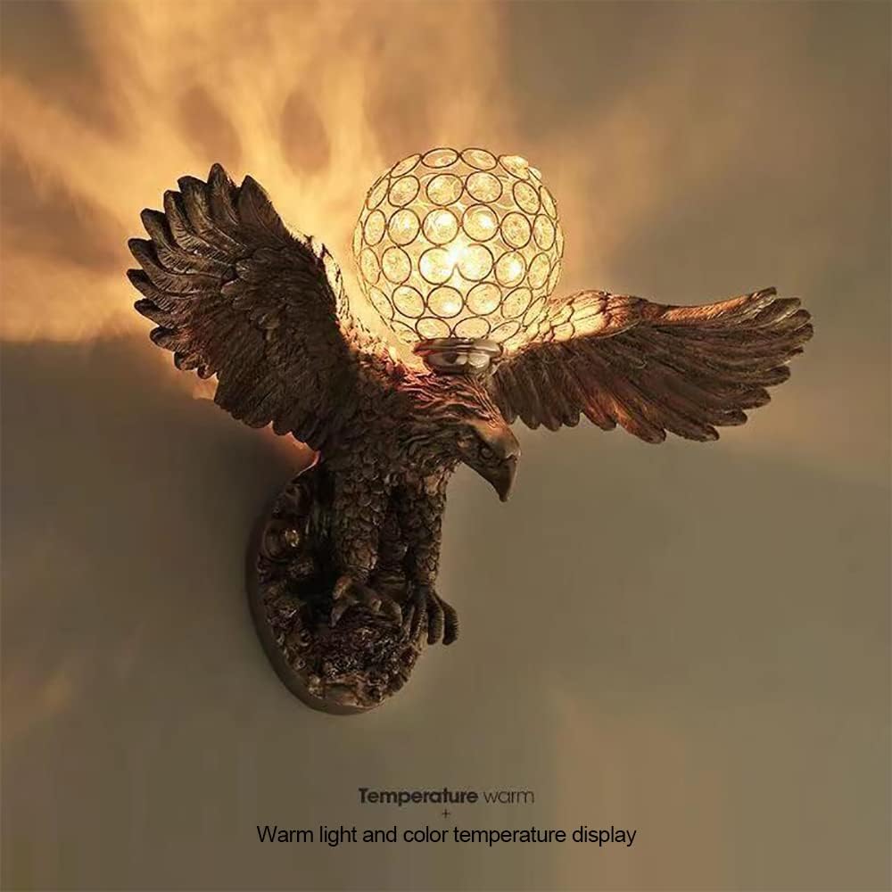 Wall Sconces, Modern Resin Eagle Wall Lamp LED Gold Creative Crystal Sconce Lights Decor for Home Living Room Bedroom Porch (Style C)(Style A)