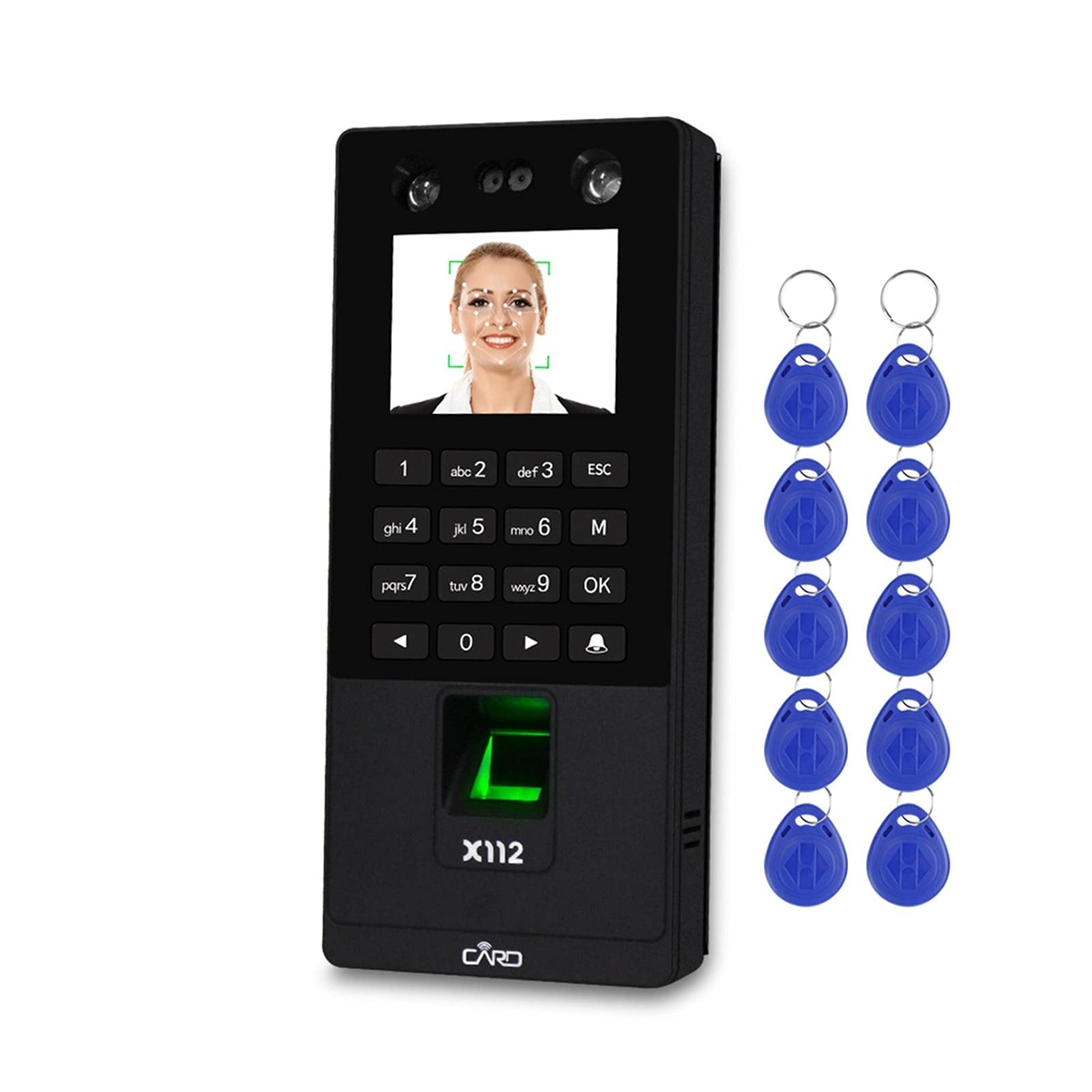 EDEDE Control Horario Empleados, Sistema de Control de Acceso de Puerta de Acceso Facial biométrico Software de Teclado de Teclado Lector de Huellas Dactilares Máquina de Asistencia a Tiempo(X112 K)