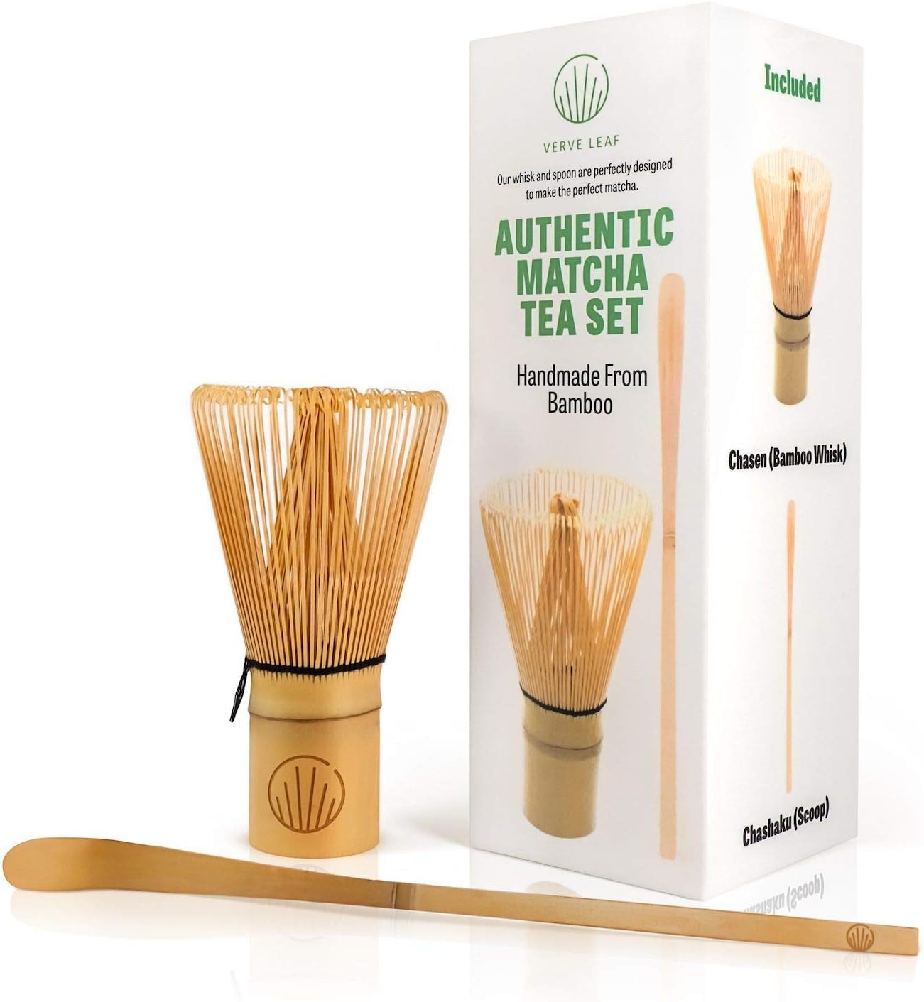 Verve leaf Bamboo Matcha Making Set - Chasen and Chashaku - Makes Deliciously Frothy and Creamy Matcha - Quality Handmade Natural Bamboo Will Transport You Into The Authentic Matcha Zen Zone