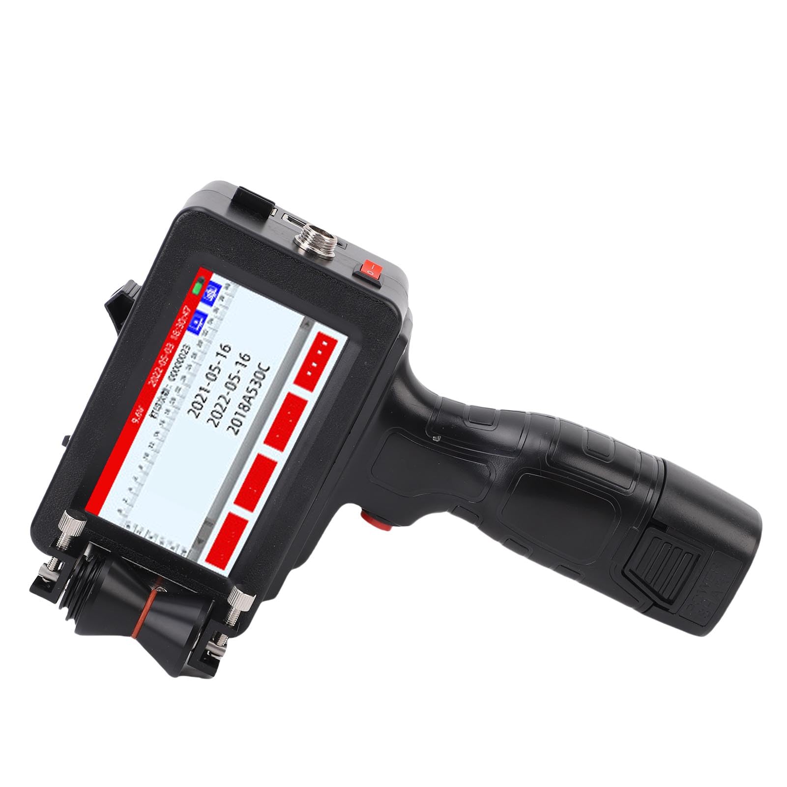 Domary Stampante a Getto D'inchiostro Portatile da 12,7 Mm, Codificatrice | Processore Quad , Touch Screen LED da 4,3 Pollici, Altezza di Stampa Regolabile da 2 a 12,7 Mm, Stampa su Cavi in ​​legno,