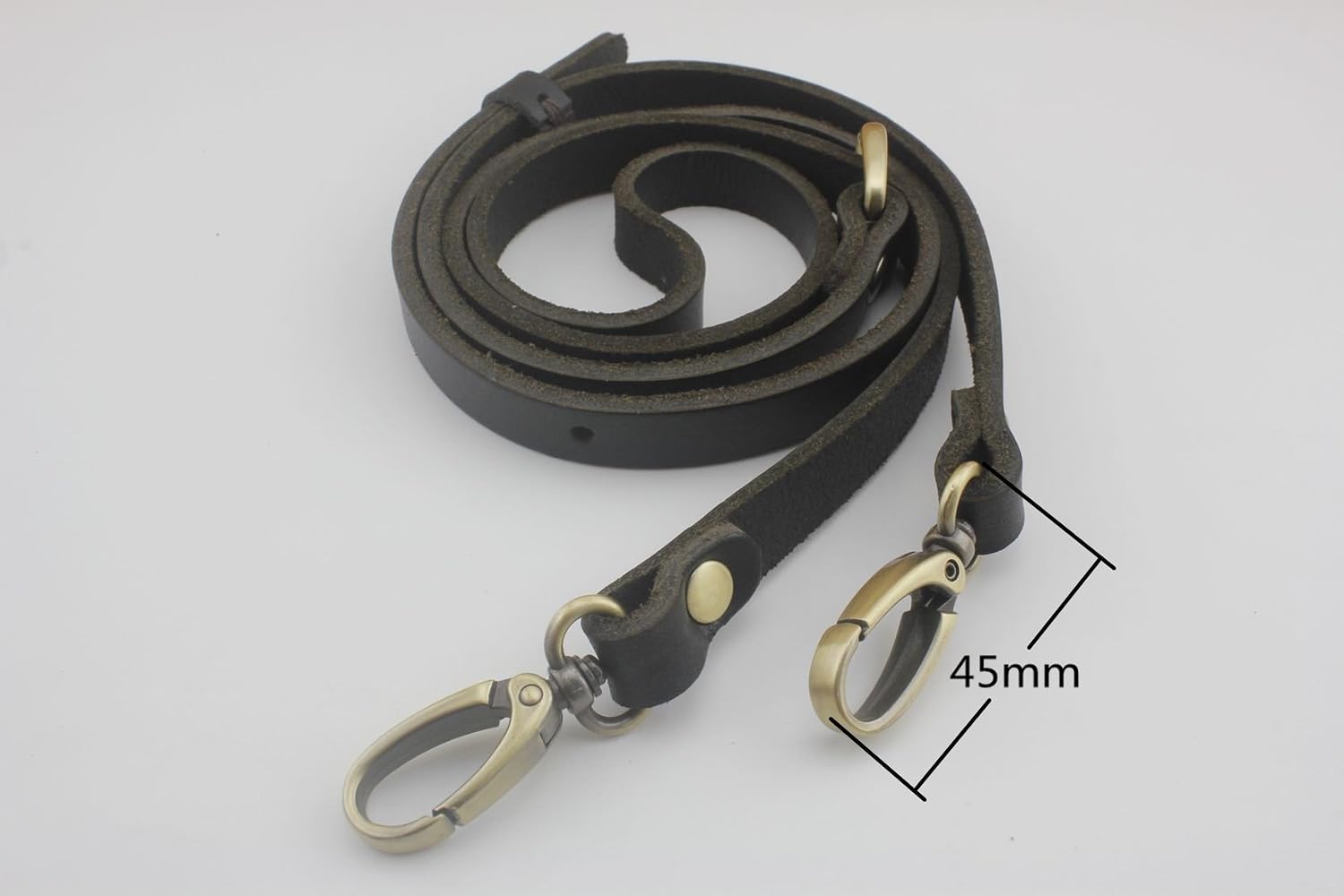 3dancraftit Adjustable Genuine Leather Shoulder Crossbody Bag Purse Strap Handles with Hooks for Bag Making Replacement 46 3/8" / 118cm Black CK29