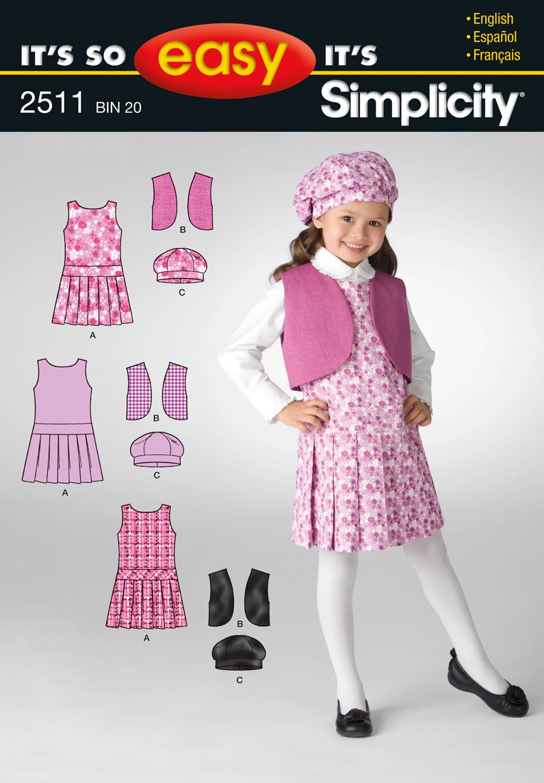 Simplicity 2511 patron de robe fillette facile à coudre taille A
