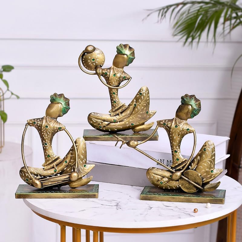 Image of Metal Nagpuri Musician Decorative Showpiece | Handcrafted Sculpture of Traditional Nagpuri Musician| Perfect for Home, Office, Music Room